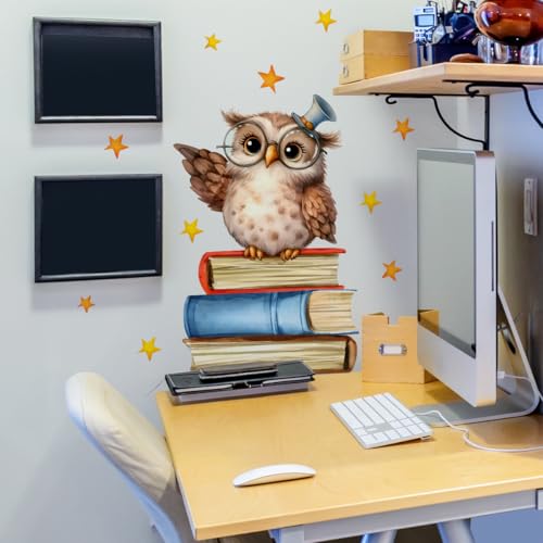 Wandtattoo Eulen Buch Wandsticker Wanddeko für Wohnzimmer Schlafzimmer Sofa Hintergrund,Wandaufkleber Kinderzimmer Mädchen und Jungs,Diy Wandkunst Dekor