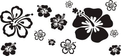 INDIGOS WG10197-70 Wandtattoo w197 Hibiskus Blume Wandaufkleber 80 x 37 cm, schwarz