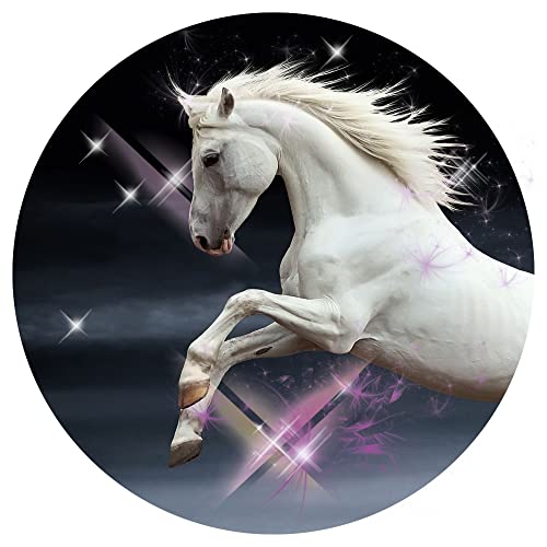 GRAZDesign Wandtattoo Pferd weiß | Wandtattoo Kinderzimmer Mädchen | Wandsticker Pferde | Deko Wandaufkleber selbstklebend Pferdesticker XXL - 50x50cm