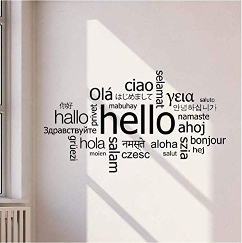 Hallo In Verschiedenen Sprachen Wandtattoo Büro Willkommen Vinyl Wandaufkleber Dekor Wohnzimmer Klassenzimmer Dekoration Kunst Wandbild 74X131Cm