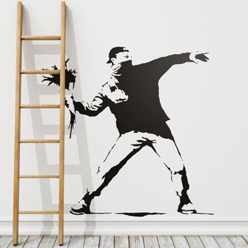 MIAOKEJIA Blumenwerfende Protest-Wandaufkleber, lustige Aufkleber, Dekoration, Wohnzimmer, Schlafzimmer, Jungenzimmer, Wandaufkleber, Wandkunst-Aufkleber