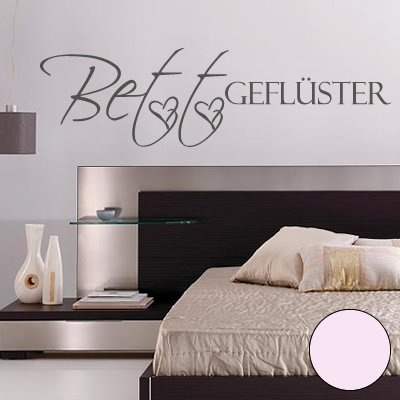 Klebesüchtig Wandtattoo Bettgeflüster 90cm x 25cm Hellrosa Dekoration - Bad - Wohnzimmer - Aufkleber - Wandsticker