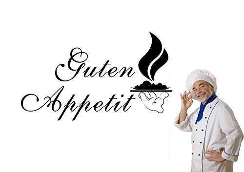 Wandtattoo wandaufkleber Aufkleber Wandsticker wall sticker Wohnzimmer Schlafzimmer Kinderzimmer 30 Farben zur Wahl Wandtext Wandwort Wandspruch spruch Zitat Küche Schriftzug Guten Appetit wzt25(070 schwarz, Größe1:ca.30x18cm )