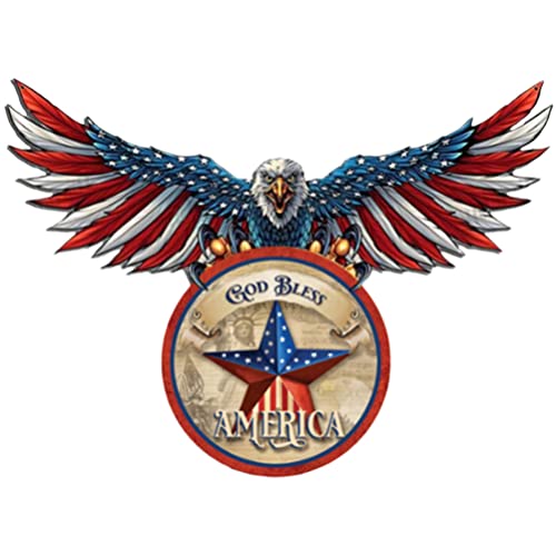 HOMSFOU Metall Amerikanische Flagge : Weißkopfseeadler Wandskulptur 3D Metall Wandkunst Patriotisches Land Wandtattoo USA Flagge Poster für Schlafzimmer Wohnzimmer Party Dekoration