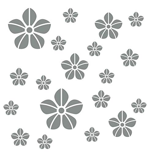 kleb-Drauf® | 19 Blumen | Grau - matt | Wandtattoo Wandaufkleber Wandsticker Aufkleber Sticker | Wohnzimmer Schlafzimmer Kinderzimmer Küche Bad | Deko Wände Glas Fenster Tür Fliese