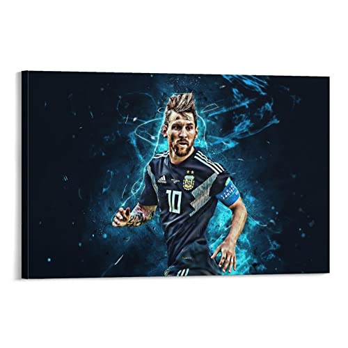 Alacritua Leinwand Bilder -Messi- 1 Teilige Wandbilder, HD Bildqualität, Bild Auf Leinwand -Fußball Star- Modern Deko Für Wohnzimmer Schlafzimmer 12x18inch(30x45cm)