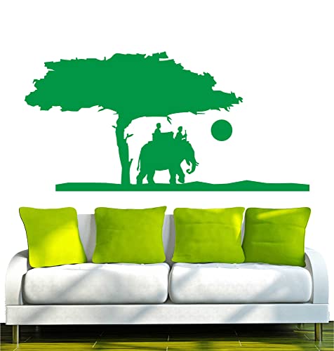 INDIGOS 4052166118897 Wandtattoo w558 Afrika / Steppe, Elefant Wandaufkleber 80 x 39 cm, grün