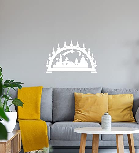 Schwibbogen Dresden Skyline Wandtattoo Weiß Aufkleber 40 x 26 cm