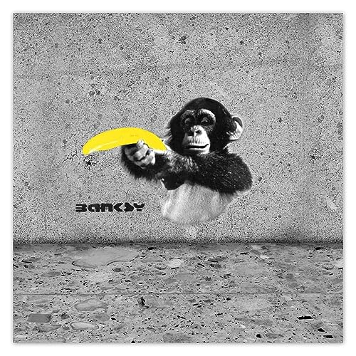 Wandtattoo, 50 x 50 cm, Banksy Affe Banane Nr. H5655M_NS1K