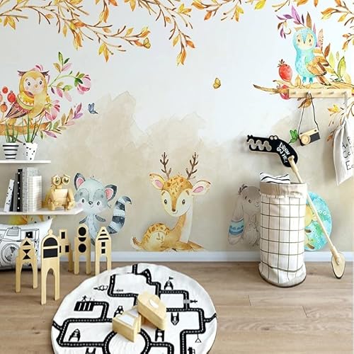 foto tapeten 3d wohnzimmer 350x256cm Eule Elch 3D Foto Wallpaper Aufkleber Wandtattoo Wandaufkleber Wanddekorationen Wohnzimmer Poster Wandbild