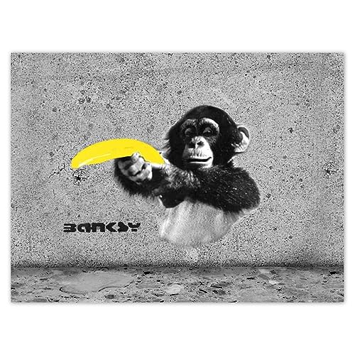 Wandsticker Dekor Foto Aufkleber 40x30cm Banksy Affe Banane Nr. H5655Z_NS1A