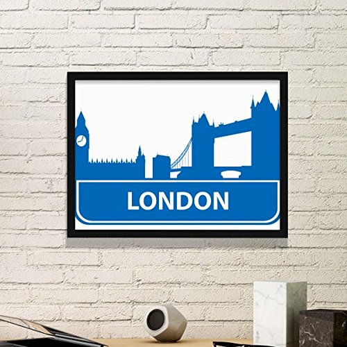 DIYthinker London, England, Blau Zeichen Muster Einfacher Bilderrahmen Kunstdrucke von Paintings Startseite Wandtattoo Medium Schwarz