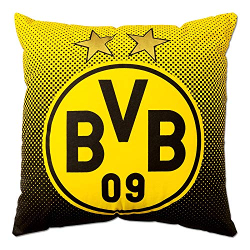 Borussia Dortmund, Polyester , BVB-Kissen mit Emblem, Schwarz / Gelb, 40x40cm, 1 Stück (1er Pack)