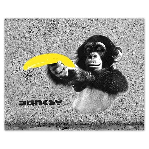 Wandtattoo, 50 x 40 cm, Banksy Affe Banane Nr. H5655Z_NS1R