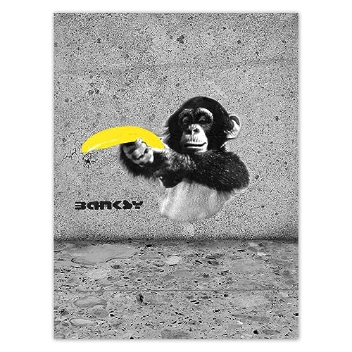 Wandtattoo, 30 x 40 cm, Banksy Affe Banane Nr. H5655M_NS1D