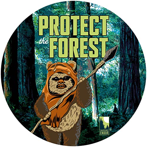 Komar Star Wars DOT runde und selbstklebende Vlies Fototapete - Star Wars Protect the Forest - Ø Durchmesser 125 cm - Ewok, Tapete, Kinderzimmer, Wandtattoo - DD1-015