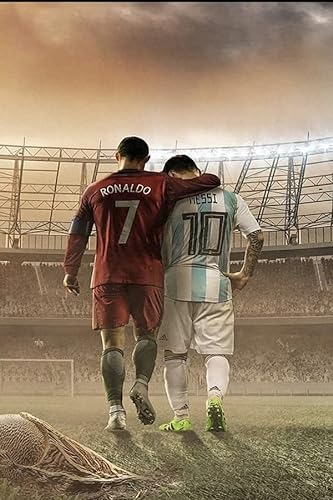 Tainsi ASHER Gift Lionel Messi und Ronaldo 2020 Fußball Sport Poster Wandbild Poster - mattes Poster rahmenloses Geschenk 61 x 91 cm