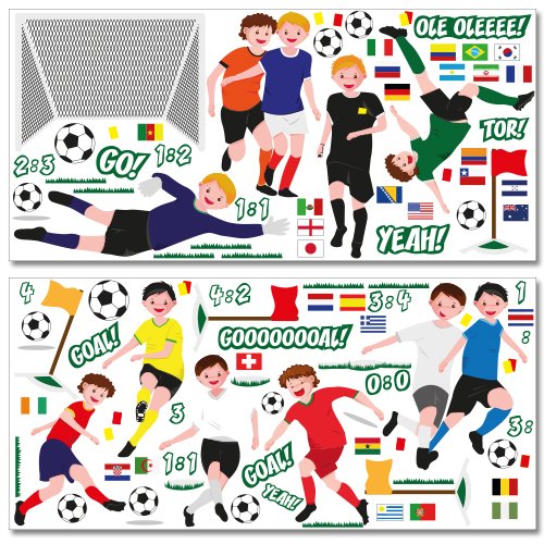 Wandkings Fußball WM Wandsticker Megapack Set, 122 Aufkleber, Gesamtfläche 260 x 70 cm