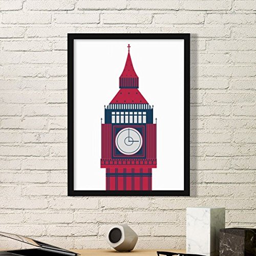 DIYthinker Turm Big Ben Uk England Zeichen Flagge Mark Illustration Muster Einfacher Bilderrahmen Kunstdrucke von Paintings Startseite Wandtattoo Small Schwarz