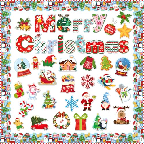 CGVG 83 Stücke Weihnachten Wandtattoo Weihnachtliche Wandsticker Weihnachtsdeko Wandbilder Wandaufkleber Fensterbilder Weihnachten Wanddeko Partydeko Türdeko (Rot)