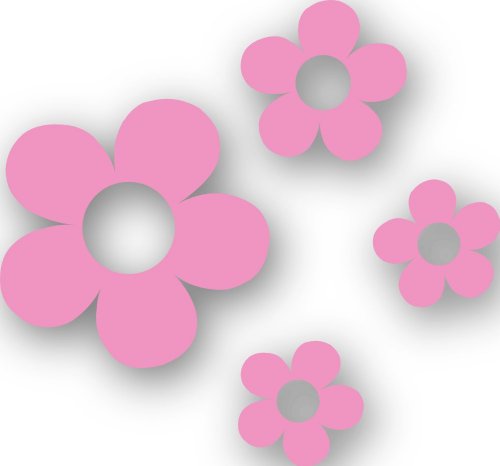 MIXED SET Flower6 Blüten, 4 Stück rosa Autoaufkleber Blumen Sticker Outdoor, Wandtattoo & Fensterbild