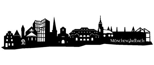 Samunshi® Wandtattoo Mönchengladbach Skyline Wandaufkleber in 6 Größen und 19 Farben (120x27cm schwarz)