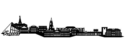 Samunshi® Wandtattoo Kassel Skyline Wandaufkleber in 6 Größen und 19 Farben (150x27cm schwarz)