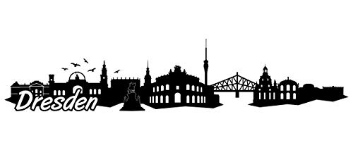 Samunshi® Dresden Skyline Wandtattoo Sticker Aufkleber Wandaufkleber City Gedruckt Dresden 120x26cm schwarz