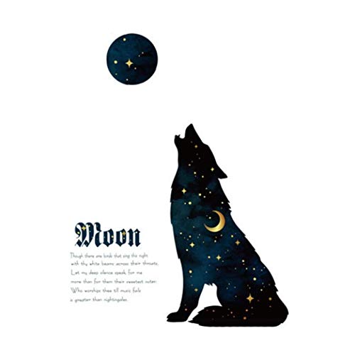 TOPofly Starry Night Moon Wolf Muster Vinyl Wandtattoo Personality-Wand-Aufkleber-entfernbare Kunst-Wand-Papier für Schlafzimmer, Wohnzimmer, Kinderzimmer
