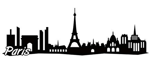 Samunshi® Paris Skyline Wandtattoo Sticker Aufkleber Wandaufkleber City Gedruckt Paris 120x40cm schwarz