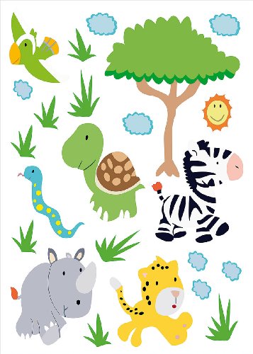infactory Wand-Sticker: Tierisch lustige Wandtattoos fürs Kinderzimmer Südafrika (Wandaufkleber)