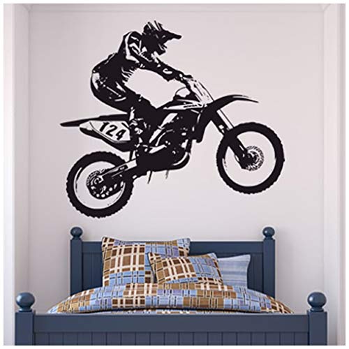 azutura Dirt Bike Trick Wandtattoo Motocross Motorrad Wand Sticker Jungen Schlafzimmer Dekor verfügbar in 5 Größen und 25 Farben Groß Wolke Grau
