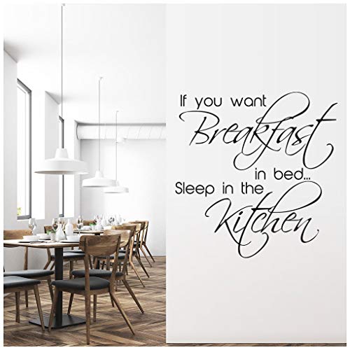azutura Frühstück im Bett Wandtattoo Küche Zitate Wand Sticker Komisch Wohnkultur verfügbar in 5 Größen und 25 Farben X-Groß Rose Rosa