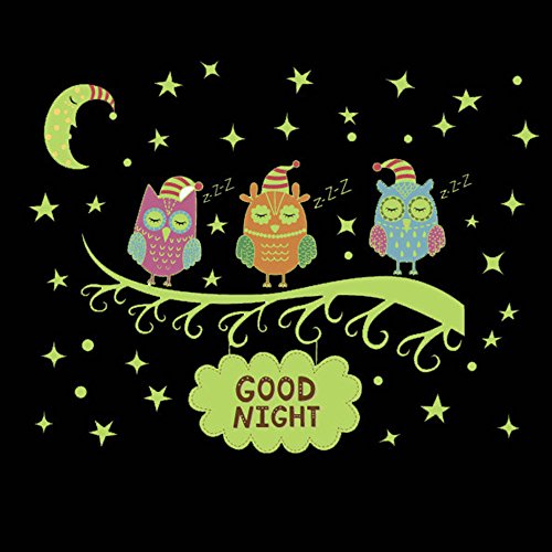 Stonges Kinder fluoreszierende Aufkleber leuchtende Eule Sterne Mond Aufkleber DIY kostenlose Kombination Aufkleber senden Licht Papier