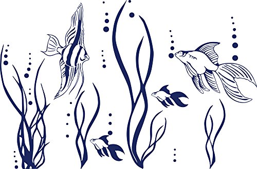 GRAZDesign Wandtattoo Fische im Ozean Aquarium Badezimmer-Aufkleber für Fliesen/Wände/Spiegel WC/Toilette (61x40cm / 049 königsblau)