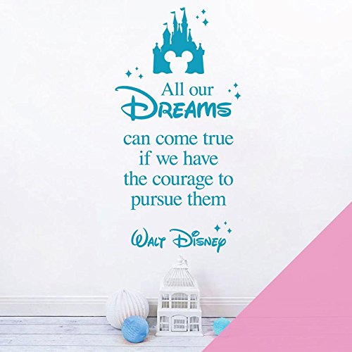 Wandtattoo/Wandaufkleber, Vinyl, Zitat All Our Dreams can Come True, if We Have The Courage to Pursue Them - Walt Disney, Rose, XLarge (570 x 1100mm)