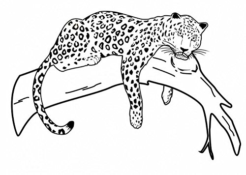 Wandtattooladen Wandtattoo - Leopard auf Ast Größe:130x85cm Farbe: weiß