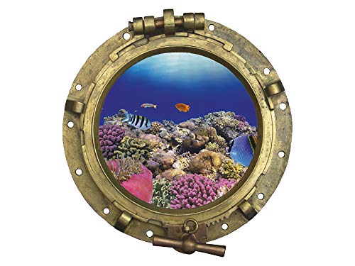 GRAZDesign Fliesenbilder Bad Badezimmer WC Unterwasser Welt   Fliesensticker maritim Bunte   Bullauge Korallen Meer / 43x40cm / 721015_40