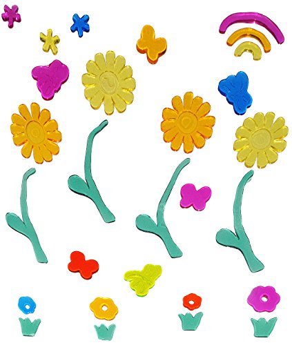 Unbekannt 28 TLG. Set Gel Sticker / Aufkleber / Wandtattoo / Fensterbild - Blumen Schmetterlinge Fenster Bad - wasserfest - selbstklebend Wandsticker Glassticker