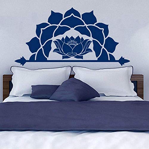 Geiqianjiumai Wandaufkleber Halbmandala Muster Lotus Applique Vinyl Wandaufkleber Schlafzimmer Nachtdekoration blau S84cmx42cm