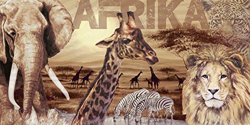 Artland Qualitätsbilder I Glasbild Afrika Safari Wildtiere I Größe 100 x 50 cm I Wandbild Bild Löwe Elefant Giraffe A1LZ