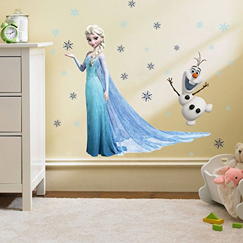 Kibi Wandaufkleber Babyzimmer Eiskönigin (Frozen) Wandsticker Frozen Disney für Kinderzimmer Living Room Removable Prinzessin Elsa Wandtattoo Kinderzimmer Frozen Olaf