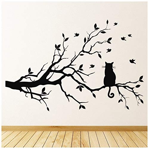 azutura Schwarze Katze Wandtattoo AST Wand Sticker Wohnzimmer Küche Wohnkultur verfügbar in 5 Größen und 25 Farben Groß Wolke Grau