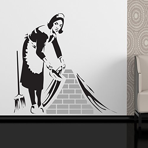 THE VINYL BIZ Banksy Maid WANDTATTOO WANDAUFKLEBER Wall Sticker Decals Xtra GroÃŸe 150 cm x 150 cm