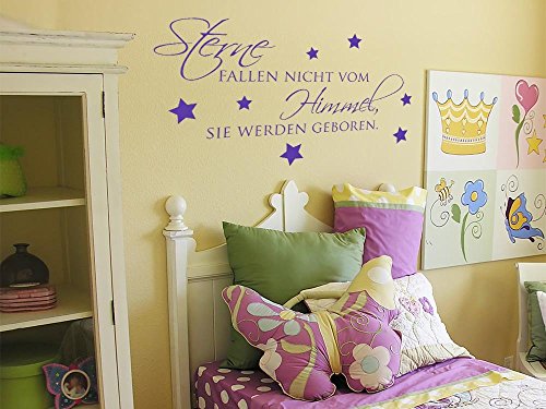 Wandtattoo Wandspruch Sterne fallen nicht vom Himmel Babyzimmer Ideen (90x50cm//082 beige)