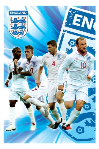 SHOPZEUS England F.A (Side 1/2 - Rooney, Gerrard, Beckham & Defoe) Poster 61cm x 91.5cm (24 x 36 inches)