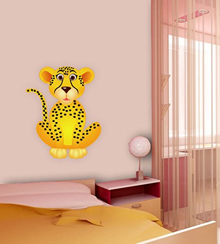Wandsticker Nr.865 sitzender Leopard, Größe: 50x62cm, Wanddekoration, Sticker Wandtattoo Raubkatze Kinder Afrika