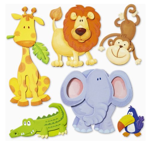 Stickerkoenig Wandtattoo 3D Sticker Wandsticker Kinderzimmer - niedliche Tiere Afrikas Löwe, Elefant uvm.- Deko auch für Fenster, Schränke, Türen etc auf Bogen