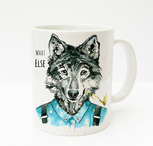 ilka parey wandtattoo-welt Tasse Kaffeetasse Kaffeebecher Becher Cup Mug Coffee Teetasse Wolf mit Hemd und Spruch What Else ts198