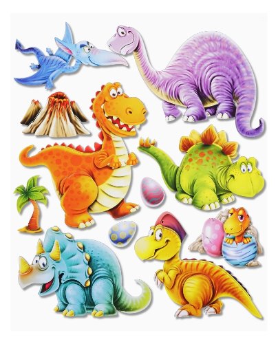 Stickerkoenig Wandtattoo 3D Sticker Wandsticker Kinderzimmer - niedliche Dinosaurier Dinos II #501 - Deko auch für Fenster, Schränke, Türen etc auf Bogen